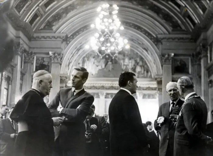 Framed Print : Celtic August 1967 Archbishop Scanlan chats with Billy McNeill Framed Print : Celtic August 1967 Archbishop Scanlan chats with Billy McNeill