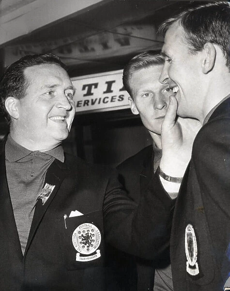 Celtic manager Jock Stein May 1965 checking if Paddy Crerand has shaved properly