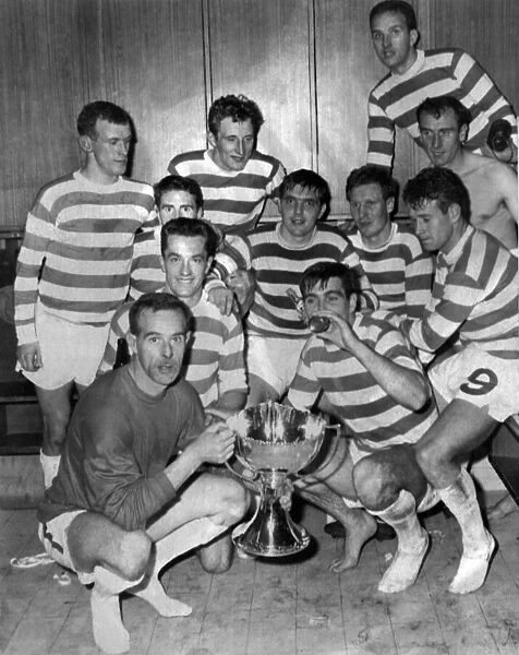 Celtic players celebrate after winning League Cup final at Hampden Park 28th October 1967