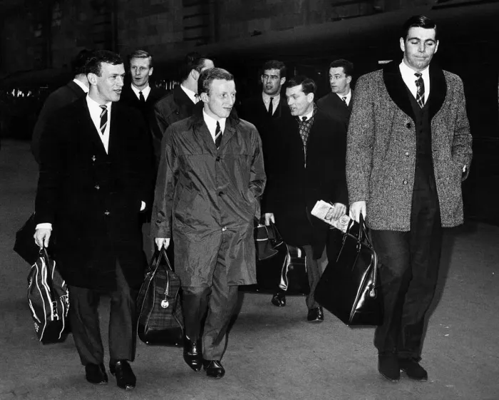 Framed Print : Celtic players at Glasgow Central station April 1966 Framed Print : Celtic players at Glasgow Central station April 1966