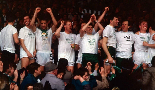 Celtic players and officials celebrate April 1988