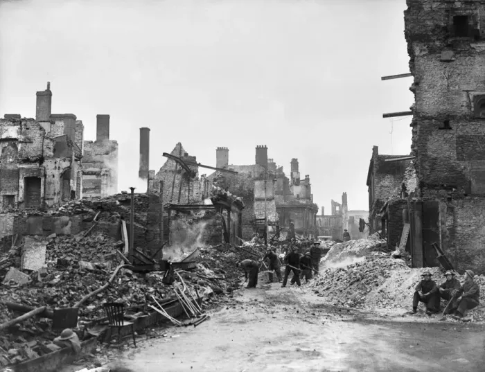 Framed Print : The centre of Plymouth devastated by a series of heavy raids on the city