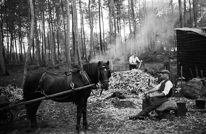 Framed Print : Chair bodgers working in West Wycombe, Buckinghamshire. Bodging is a traditional Framed Print : Chair bodgers working in West Wycombe, Buckinghamshire. Bodging is a traditional
