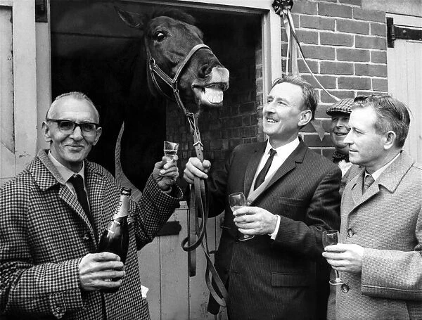 Champagne toast by owner Cyril Watkins (left) and Mr. Jack Kempton