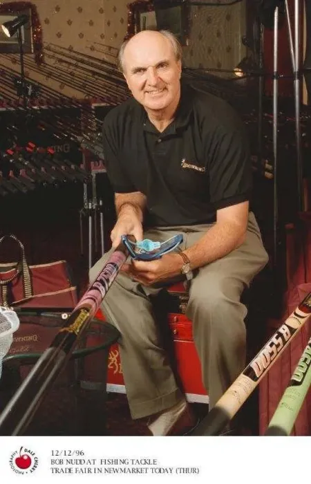 : Championship Angler Bob Nudd at the fishing tackle trade fair at Newmarket : Championship Angler Bob Nudd at the fishing tackle trade fair at Newmarket