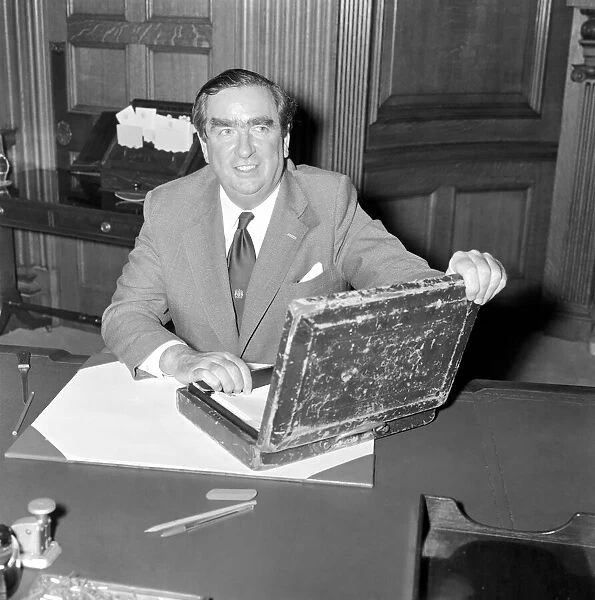 Chancellor Dennis Healey with (Dispatch) Budget Box. March 1976