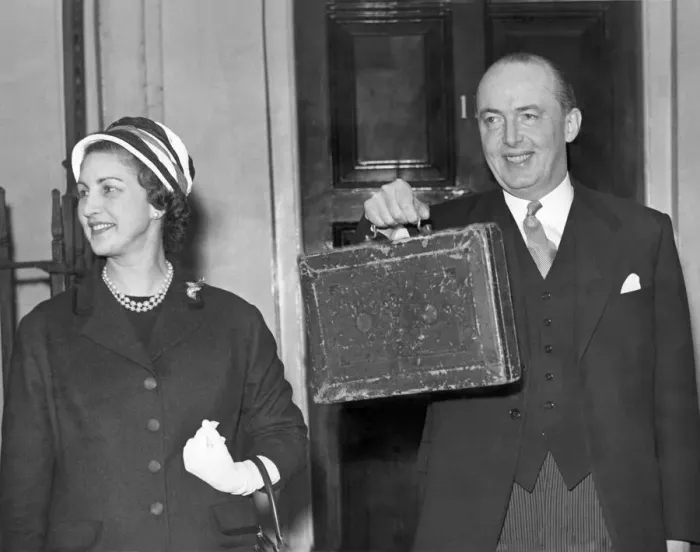Framed Print : The Chancellor of the Exchequer (George Edward) Peter Thorneycroft is here seen holding Framed Print : The Chancellor of the Exchequer (George Edward) Peter Thorneycroft is here seen holding