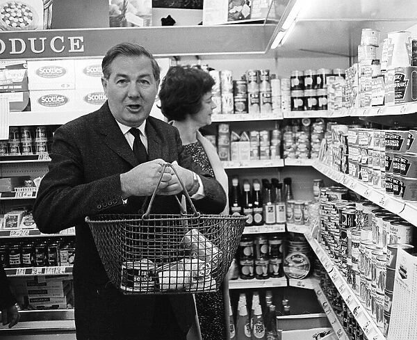 Chancellor of the Exchequer James Callaghan MP May 1967 with his wife shopping with