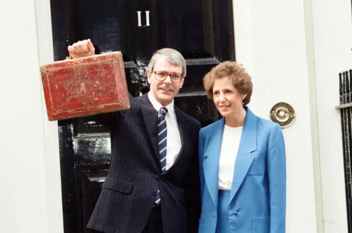 Framed Print : Chancellor of the Exchequer John Major at 11 Downing Street with his wife Norma as he
