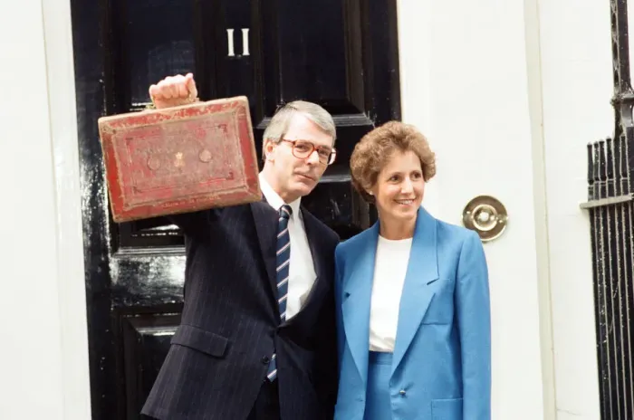 Framed Print : Chancellor of the Exchequer John Major at 11 Downing Street with his wife Norma as he
