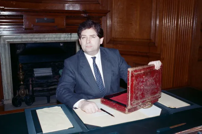 Framed Print : The Chancellor of the Exchequer, Nigel Lawson. 7th March 1989 Framed Print : The Chancellor of the Exchequer, Nigel Lawson. 7th March 1989