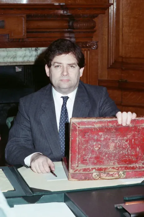 Framed Print : The Chancellor of the Exchequer, Nigel Lawson. 7th March 1989 Framed Print : The Chancellor of the Exchequer, Nigel Lawson. 7th March 1989
