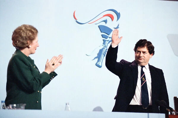 Chancellor of the Exchequer Nigel Lawson with Prime Minister Margaret Thatcher at