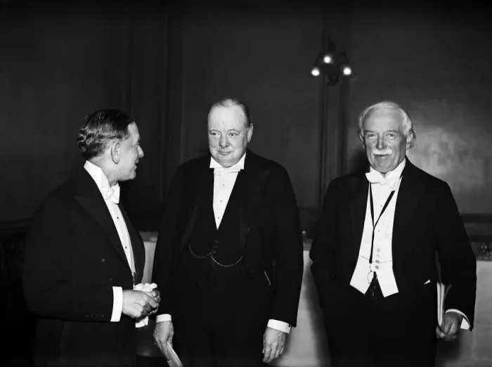 Framed Print : Former Chancellor of the Exchequer Winston Churchill attends the Printers Pension Fund Framed Print : Former Chancellor of the Exchequer Winston Churchill attends the Printers Pension Fund