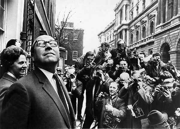 Chancellor Roy Jenkins leaving No. 11 Dowing Street to present his budget