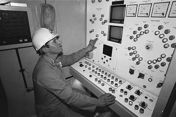 Channel Tunnel Construction 28th November 1987. Operator of the small bore machine
