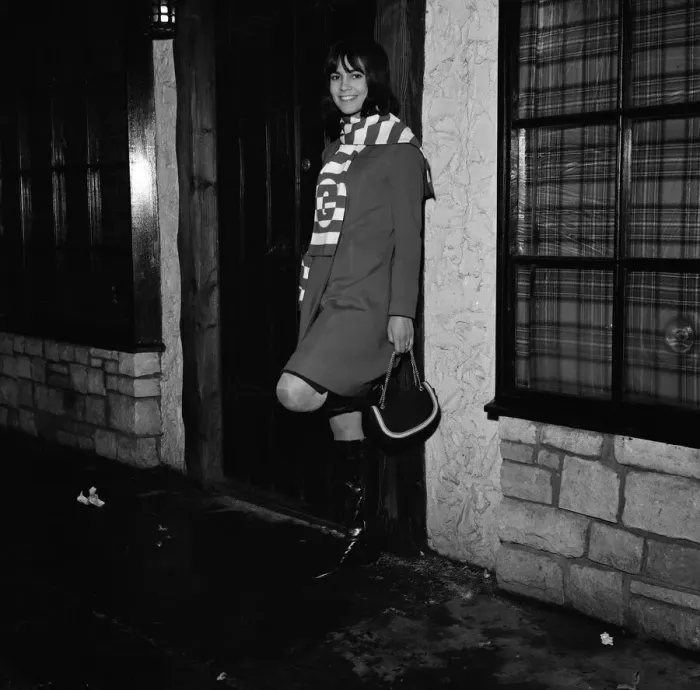 Framed Print : Chantal Goya, young French pop star pictured in London outside a night cub Framed Print : Chantal Goya, young French pop star pictured in London outside a night cub