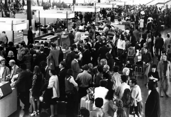 Framed Print : Chaos reigns in one of the terminal buildings at Heathrow Airport during a walkout by Framed Print : Chaos reigns in one of the terminal buildings at Heathrow Airport during a walkout by