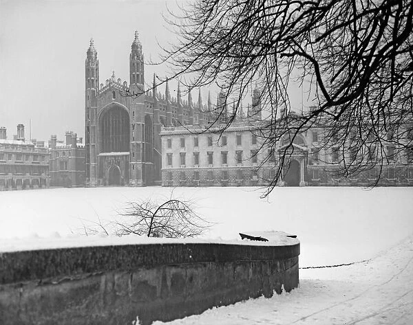 The chapel of Kings College, Cambridge and the Gibbs building seen here nestling in