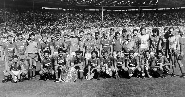 Charity Shield match at Wembley Stadium. Everton and Liverpool team share