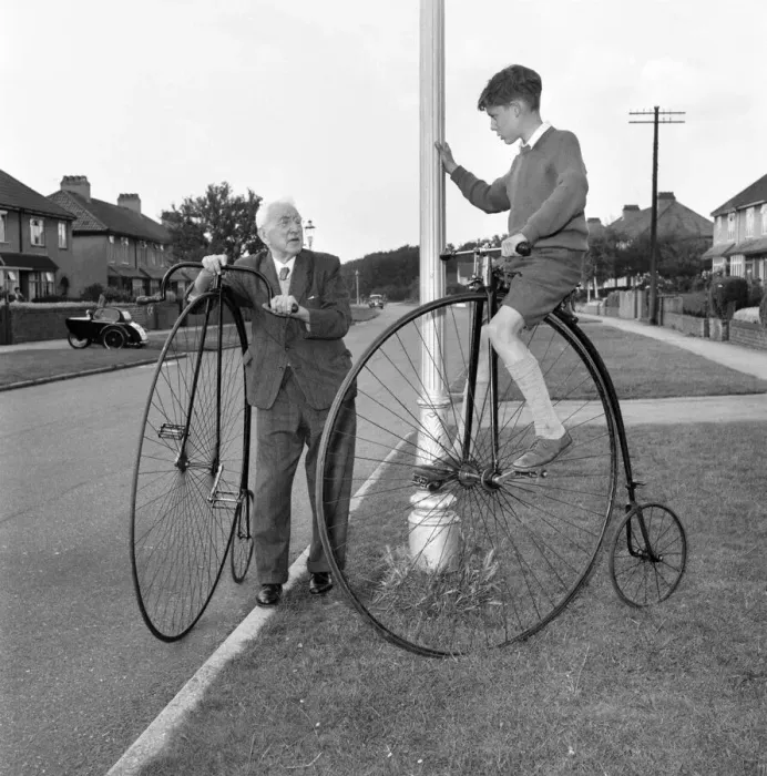 Framed Print : Charles Westley, Bristol seen here with part of his old bikes collection