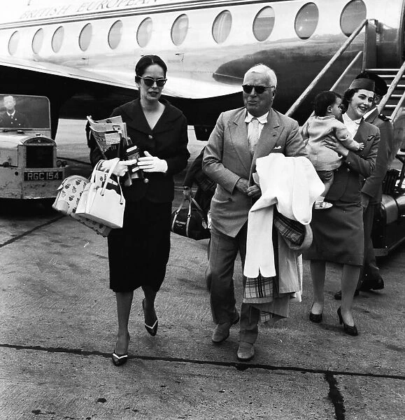 Charlie Chaplin with his wife1958