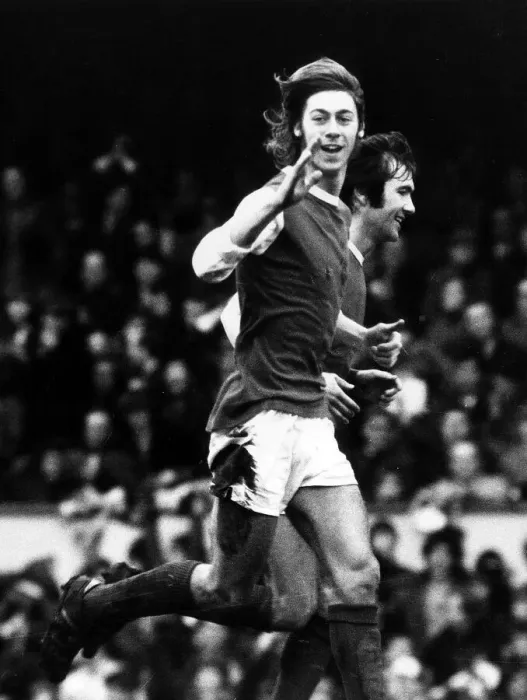 Framed Print : Charlie George Football Player February 1971 celebrates after scoring in Framed Print : Charlie George Football Player February 1971 celebrates after scoring in