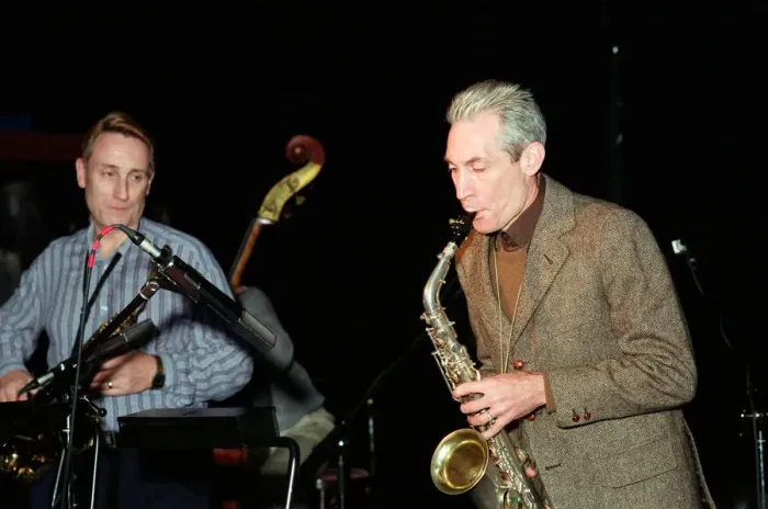 Framed Print : Charlie Watts, The Rolling Stones drummer (right), at Ronnie Scott s Framed Print : Charlie Watts, The Rolling Stones drummer (right), at Ronnie Scott s