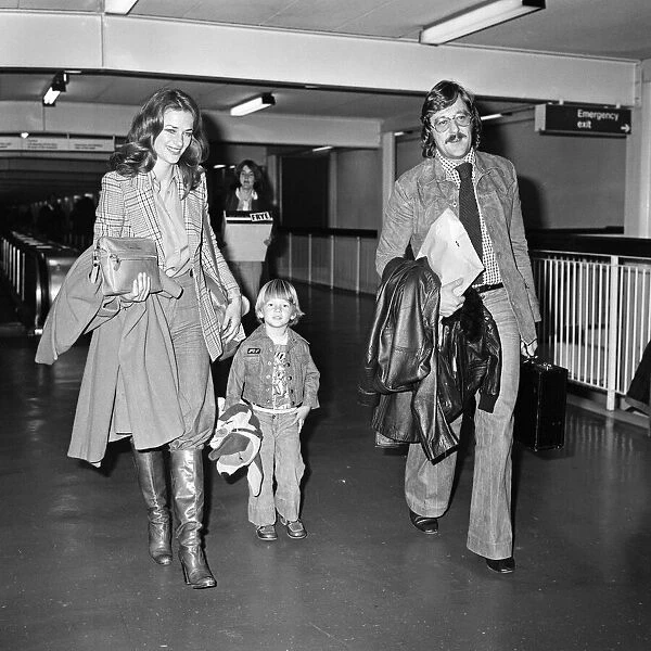 Charlotte Rampling at Heathrow Airport with her son Barnaby and husband Bryan Southcombe