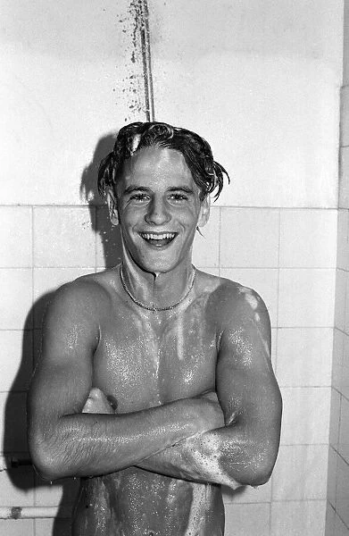 Charlton Athletic eighteen year old footballer Paul Walsh pictured in the showers at