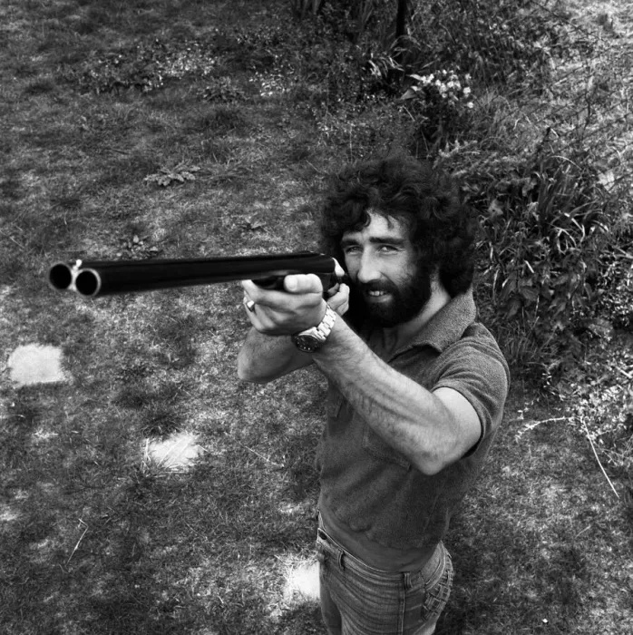 Framed Print : Charlton Athletic footballer Derek Hales poses with his shotgun while out duck shooting Framed Print : Charlton Athletic footballer Derek Hales poses with his shotgun while out duck shooting