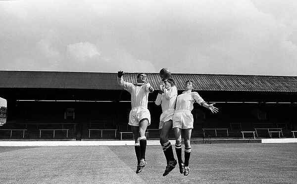 Charlton Athletic team training session at the Valley. Billy Bonds jumping up for