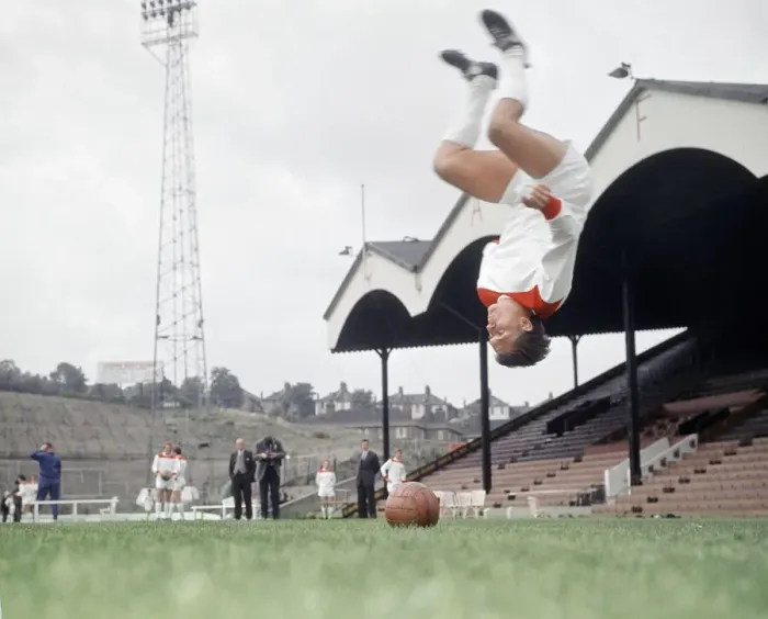 Framed Print : Charlton Athletic training session at the Valley. Brian Kinsey somersaulting over