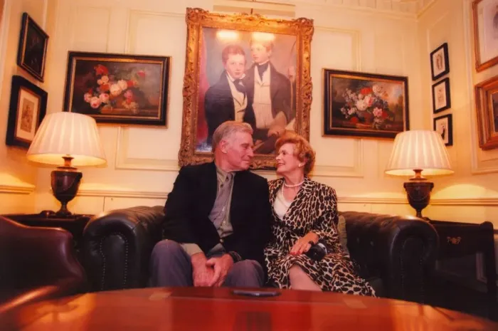 Framed Print : Charlton Heston with his wife Lydia at the Dorchester Hotel in London Framed Print : Charlton Heston with his wife Lydia at the Dorchester Hotel in London