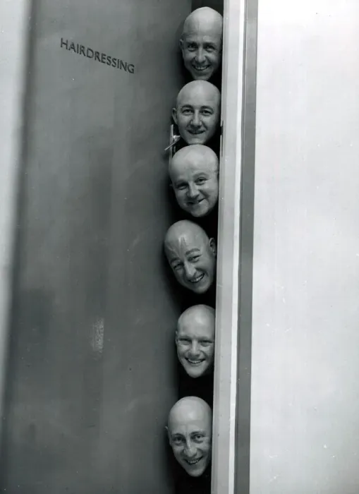 Framed Print : These six cheerful young men ar going bald headed for the Dr Who television series on BBC