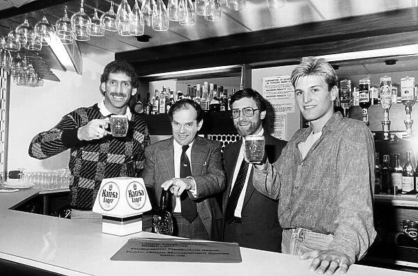 Cheers - Boro footballers Mick Saxby (left) and Gary Gill (right