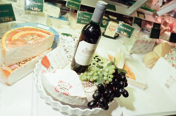 Cheese Selection, displayed in shop. 22nd February 1999. Chateau Beaumont Red Wine