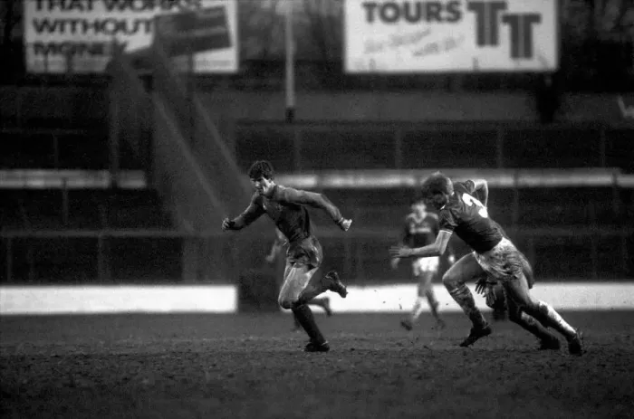 Framed Print : Chelsea 2 v. Leicester 2. Division One Football February 1986 LF18-04-085 Framed Print : Chelsea 2 v. Leicester 2. Division One Football February 1986 LF18-04-085