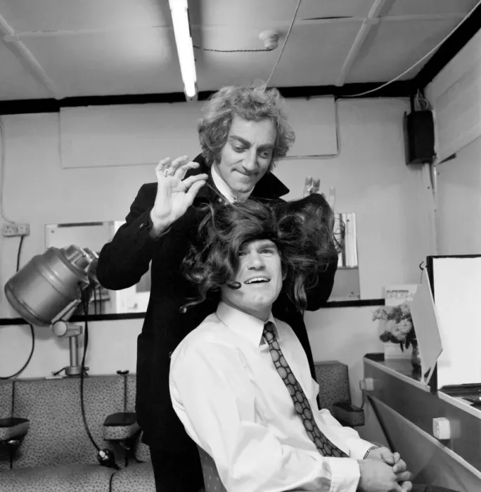 Framed Print : Chelsea football player David Webb opens a wig boutique and hairdresser in London