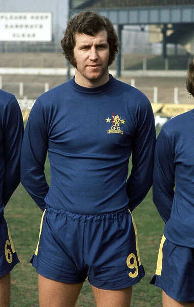 Chelsea footballer Peter Osgood lines up ahead of a match February 1972