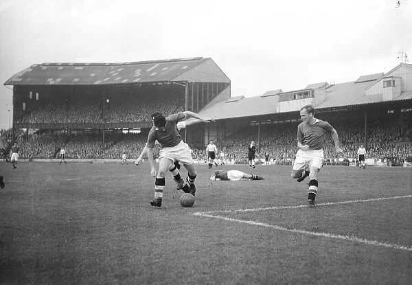 Chelsea v Cardiff Division One 1954  /  55. Chelsea strikers seen here attacking the Cardiff