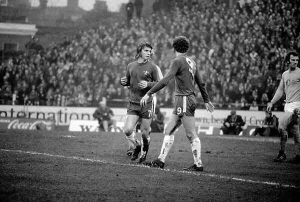 Chelsea v Huddersfield. Tony Potrac of Chelsea seen here with Peter Osgood at Stamford