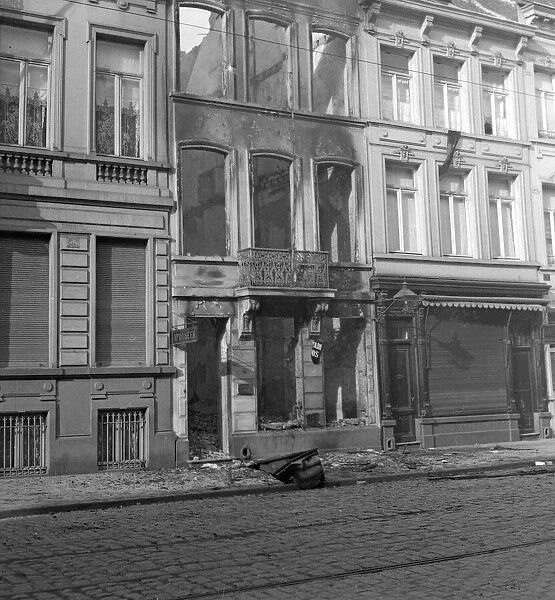 A Chemist burnt out during the German bombardment of the centre of Antwerp