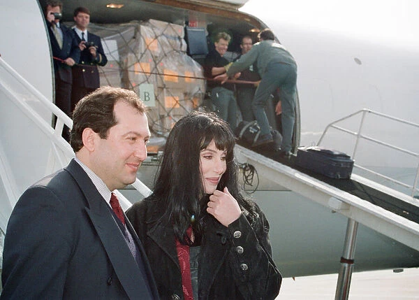 Cher, American singer and actress at London Gatwick Airport