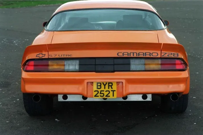 Framed Print : Chevrolet Camaro owned by Allan Billingham March 1998 Orange paint rear view