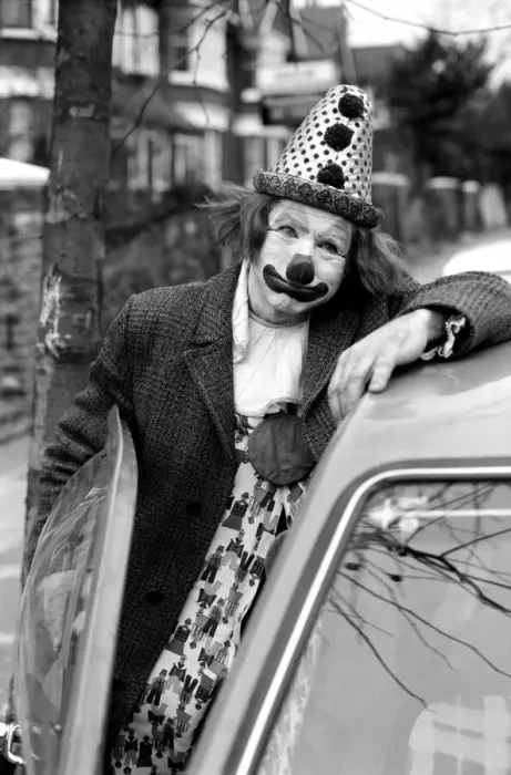 Framed Print : Child Entertainer: Mr. Blower the clown seen here in his car. March 1981 PM 81-01186-005