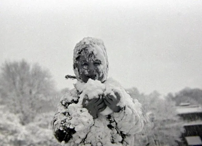 Framed Print : Child playing in the snow after a heavy fall at Hampstead Heath January 1945 Framed Print : Child playing in the snow after a heavy fall at Hampstead Heath January 1945