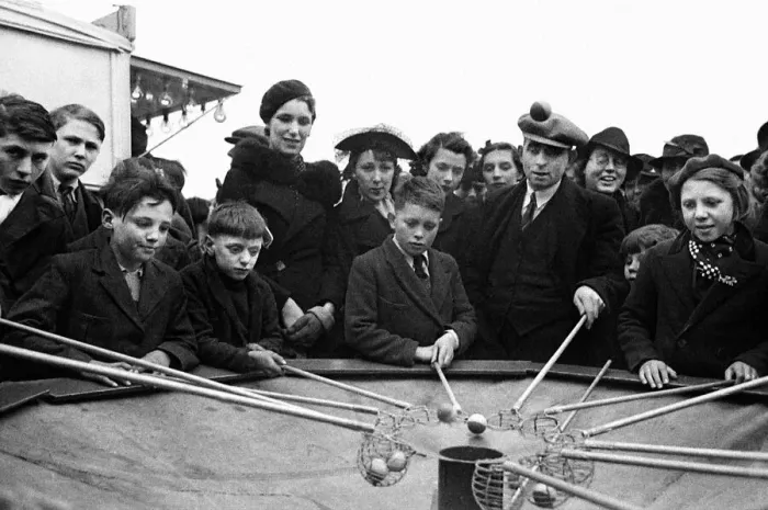 Framed Print : Children and adults playing a game at Blackheath Fair April 1938