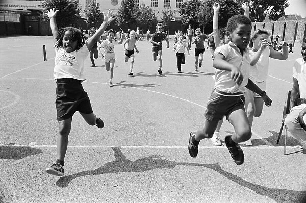 Children of Bardley School in Ladbrooke Grove, in training on the school playground for
