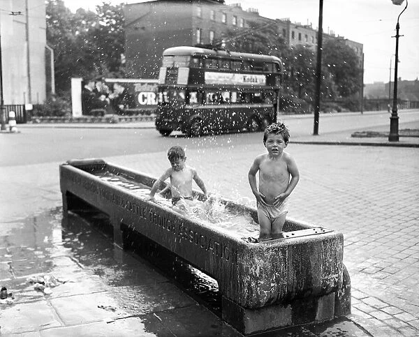 Children bathing in Horse trough, 18th August 1957